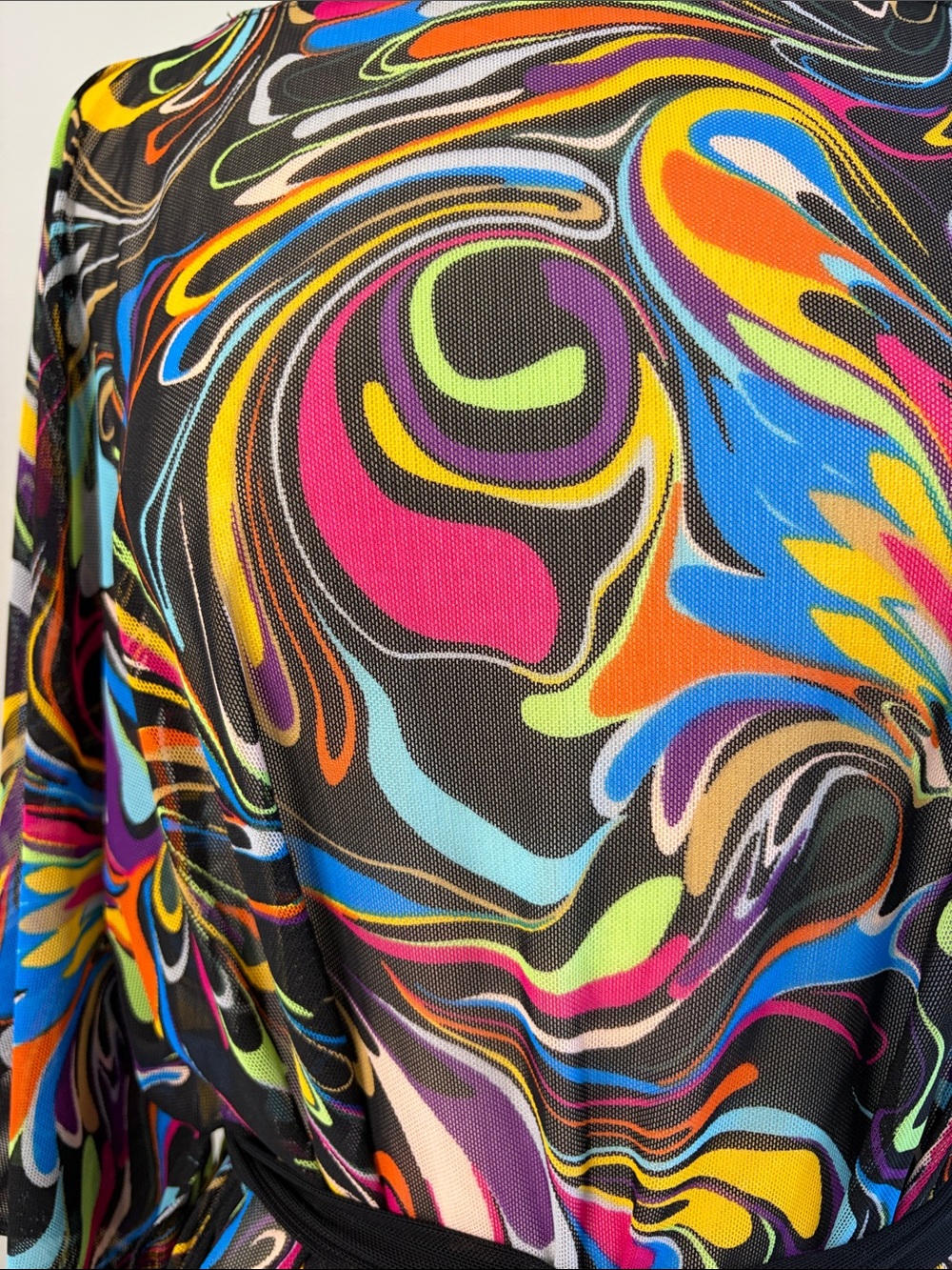 Multicolor Swirl Print Women’s Tunic with Belt - Picture 12 of 14